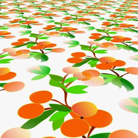 Illustration of a covering in the form of drawings of a tree of a tangerineの写真素材