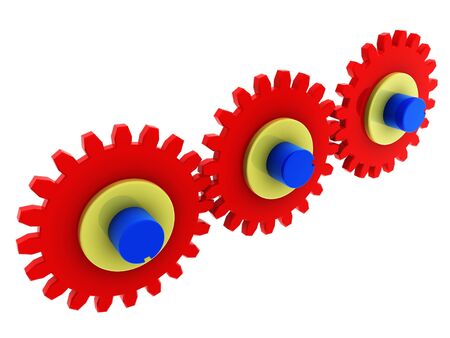 Illustration of several gear wheel on a white backgroundの写真素材