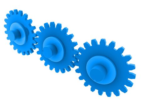 Illustration of several gear wheel on a white backgroundの写真素材