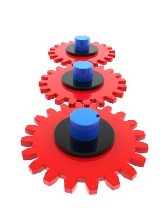 Illustration of several gear wheel on a white backgroundの写真素材