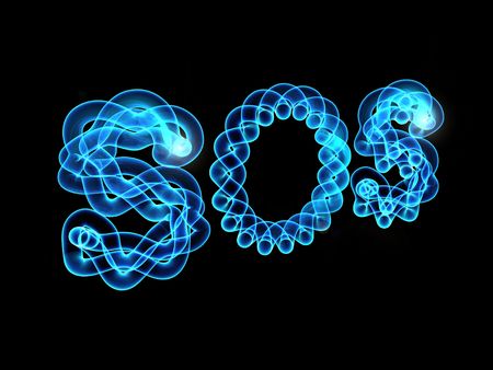 Abstract illustration of a neon blue luminescenceの写真素材