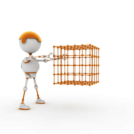 The fantastic character, the robot consisting of an electric wire, a toy.の写真素材