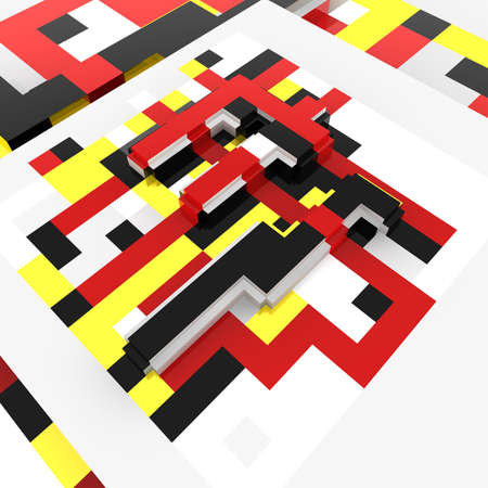 3d abstract illustration of the schematic plan in red and black tonesの写真素材