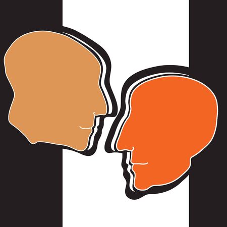 illustration, the two men looked at each otherのイラスト素材