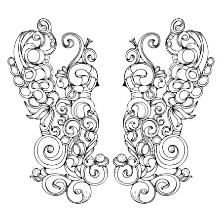 Beautiful symmetrical vector patterns on white background.のイラスト素材