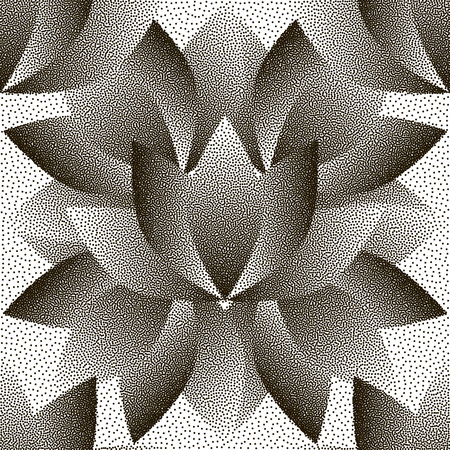 Vector dotted abstract seamless pattern Lotus. Halftone effect. Useful for wrapping, wallpapers and web backgrounds.のイラスト素材