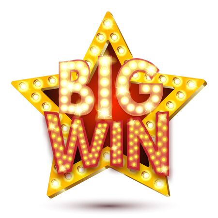 Vector illustration of banner big win star with lights isolated on a white background. Easily editable.のイラスト素材