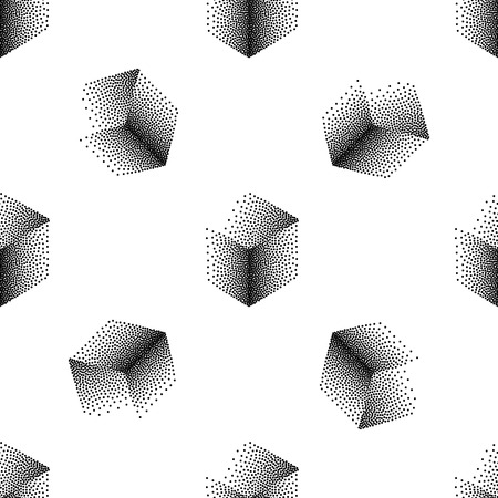 Vector seamless abstract pattern with dotted cubes on a white background. Useful for wrapping, web backgrounds and wallpapersのイラスト素材