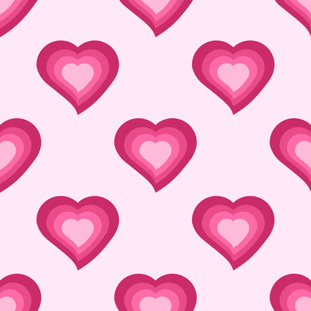 Vector seamless pattern with cute pink heartsのイラスト素材