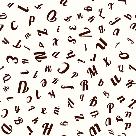 Vector seamless pattern with letters of the alphabet in random orderのイラスト素材