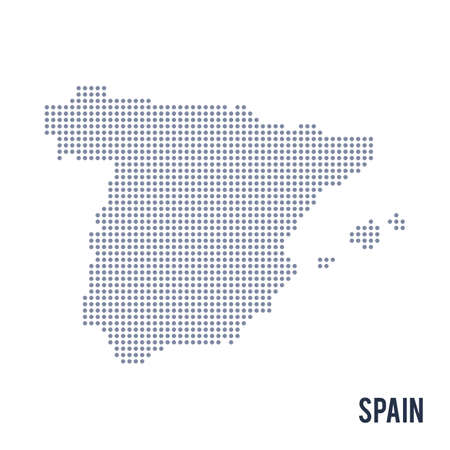 Vector dotted map of Spain isolated on white background .のイラスト素材