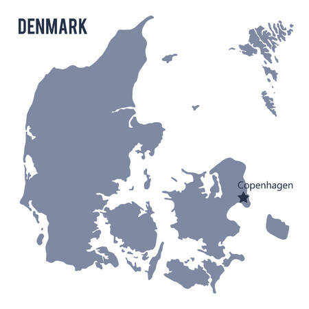 Vector map of Denmark isolated on white background.のイラスト素材