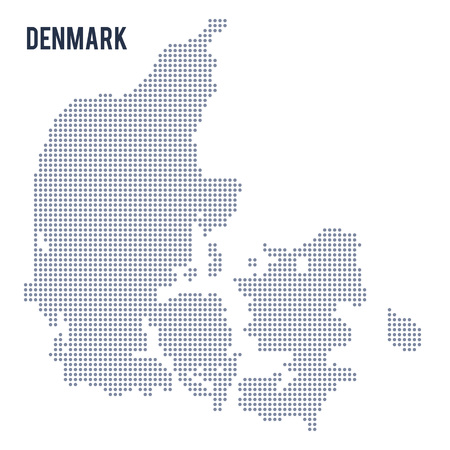 Vector Dotted map of Denmark isolated on white background .のイラスト素材