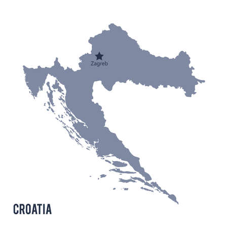 Vector map of Croatia isolated on white background. Travel Vector Illustration.のイラスト素材