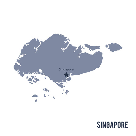 Vector map of Singapore isolated on white background. Travel Vector Illustration.のイラスト素材