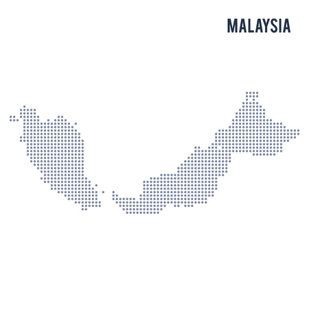 Vector dotted map of Malaysia isolated on white background . Travel vector illustrationのイラスト素材