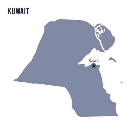 Vector Map of Kuwait isolated on white background. Travel Vector Illustration.のイラスト素材