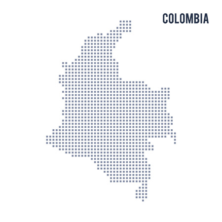 Vector pixel map of Colombia isolated on white background . Travel vector illustrationのイラスト素材