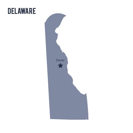 Vector map State of Delaware isolated on white background. Travel Vector Illustration.のイラスト素材