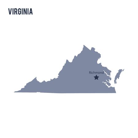 Vector map State of Virginia isolated on white background. Travel Vector Illustration.のイラスト素材