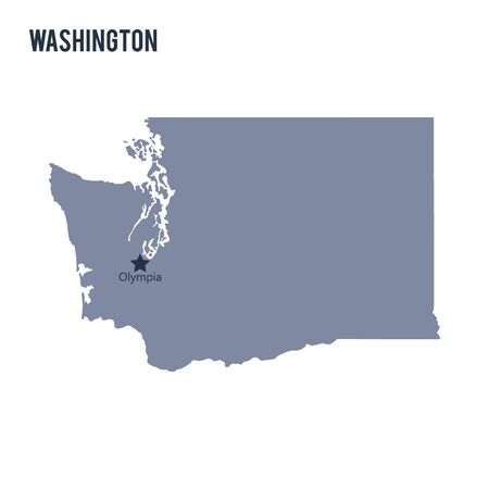 Vector map State of Washington isolated on white background. Travel Vector Illustration.のイラスト素材