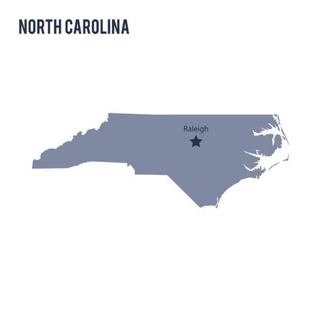 Vector map State of North Carolina isolated on white background. Travel Vector Illustration.のイラスト素材