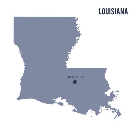 Vector map State of Louisiana isolated on white background. Travel Vector Illustration.のイラスト素材