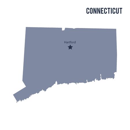 Vector map State of Connecticut isolated on white background. Travel Vector Illustration.のイラスト素材