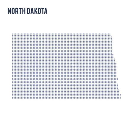 Vector dotted map State of North Dakota isolated on white background . Travel vector illustrationのイラスト素材
