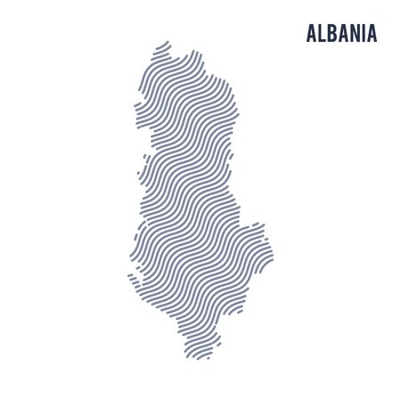 Vector abstract wave map of Albania isolated on a white background. Travel vector illustration.のイラスト素材