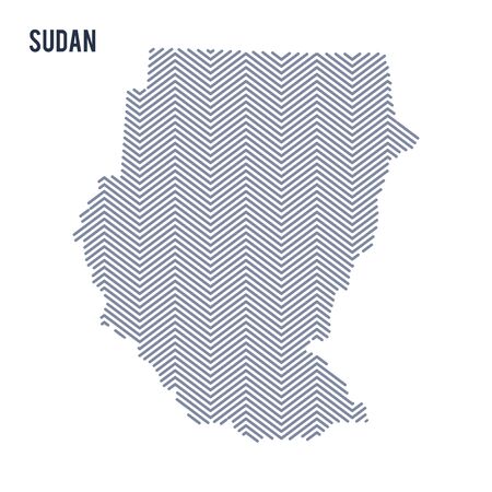 Vector abstract hatched map of Sudan isolated on a white background. Travel vector illustration.のイラスト素材