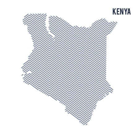 Vector abstract hatched map of Kenya isolated on a white background. Travel vector illustration.のイラスト素材