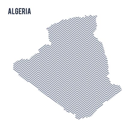 Vector abstract hatched map of Algeria isolated on a white background. Travel vector illustration.のイラスト素材