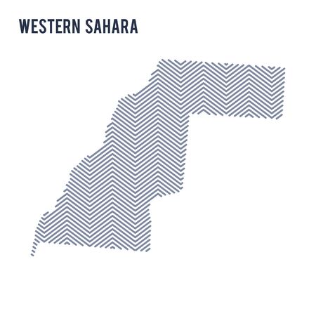 Vector abstract hatched map of Western Sahara isolated on a white background. Travel vector illustration.のイラスト素材