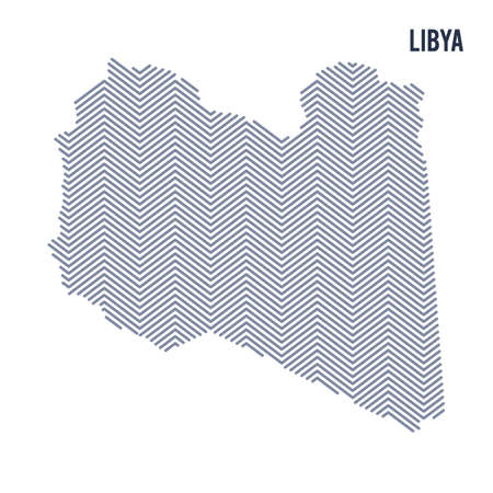 Vector abstract hatched map of Libya isolated on a white background. Travel vector illustration.のイラスト素材