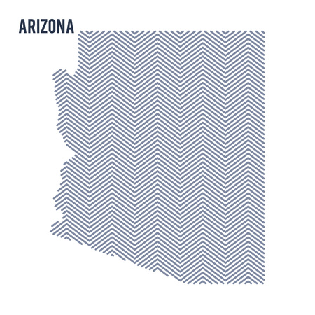 Vector abstract hatched map of State of Arizona isolated on a white background. Travel vector illustration.のイラスト素材