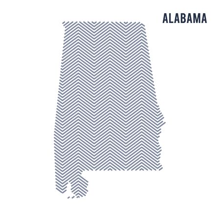 Vector abstract hatched map of State of Alabama isolated on a white background. Travel vector illustration.のイラスト素材
