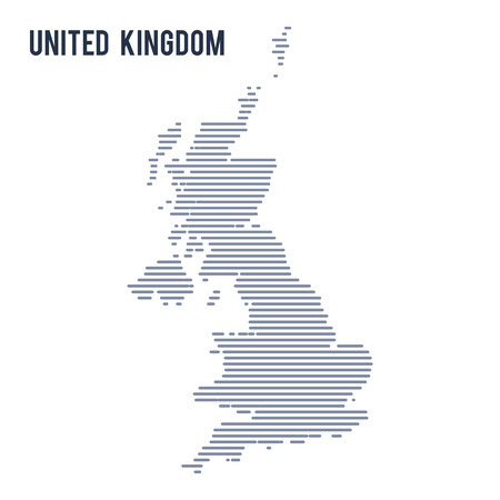 Vector abstract hatched map of United Kingdom with lines isolated on a white background.のイラスト素材