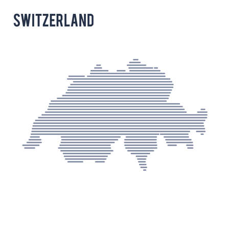 Vector abstract hatched map of Switzerland with lines isolated on a white background.のイラスト素材