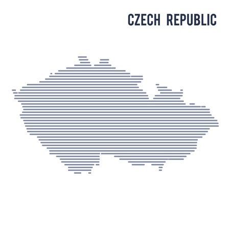 Vector abstract hatched map of Czech Republic with lines isolated on a white background.のイラスト素材