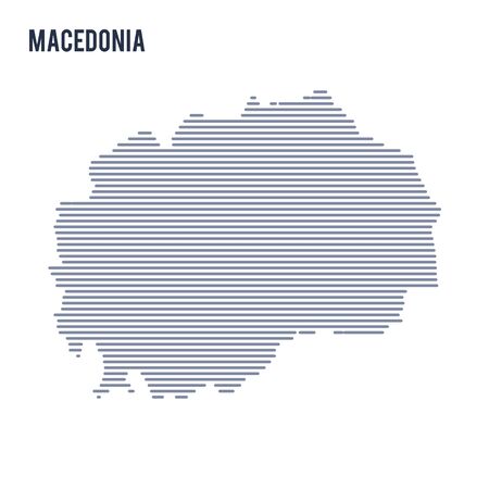 Vector abstract hatched map of Macedonia with lines isolated on a white background.のイラスト素材