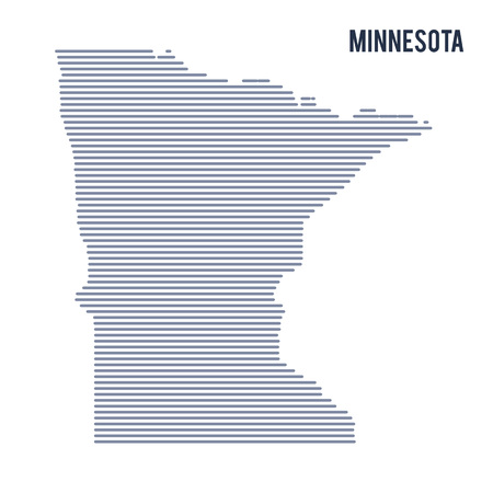 Vector abstract hatched map of State of Minnesota with lines isolated on a white background. Travel vector illustration.のイラスト素材