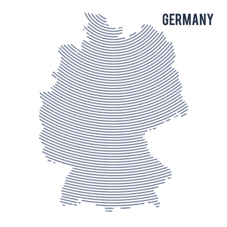 Vector abstract hatched map of Germany with curve lines isolated on a white background. Travel vector illustration.のイラスト素材