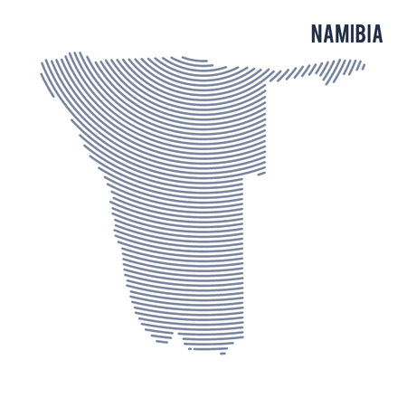Vector abstract hatched map of Namibia with curve lines isolated on a white background. Travel vector illustration.のイラスト素材