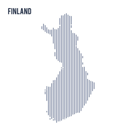 Vector abstract hatched map of Finland with vertical lines isolated on a white background. Travel vector illustration.のイラスト素材