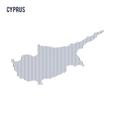 Vector abstract hatched map of Cyprus with vertical lines isolated on a white background. Travel vector illustration.のイラスト素材
