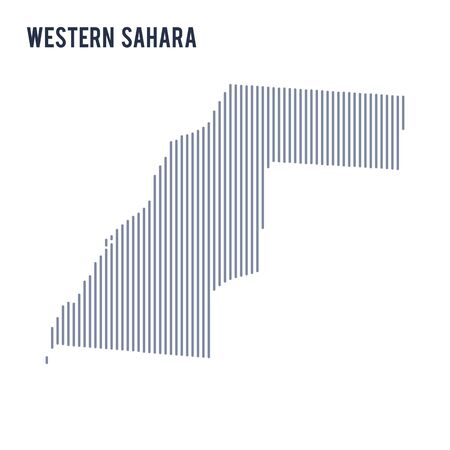 Vector abstract hatched map of Western Sahara with vertical lines isolated on a white background. Travel vector illustration.のイラスト素材