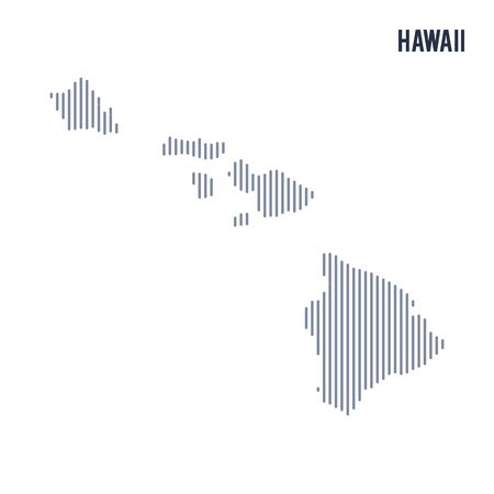 Vector abstract hatched map of State of Hawaii with vertical lines isolated on a white background. Travel vector illustration.のイラスト素材