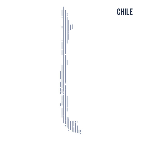 Vector abstract hatched map of Chile with vertical lines isolated on a white background. Travel vector illustration.のイラスト素材