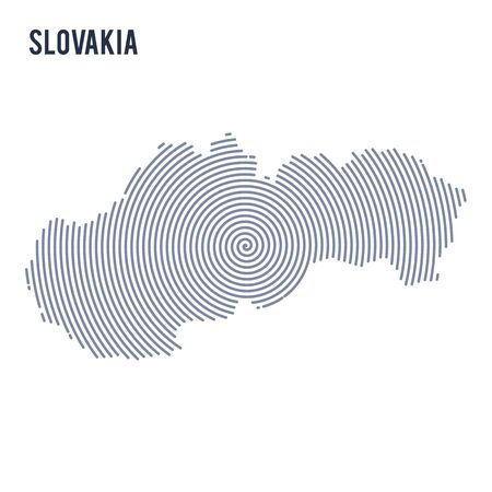 Vector abstract hatched map of Slovakia with spiral lines isolated on a white background. Travel vector illustration.のイラスト素材
